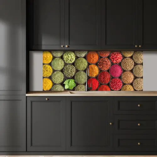Kruiden - Schaaltjes - Kleurrijk - Textuur keuken achterwand 2 middel -sfeer1