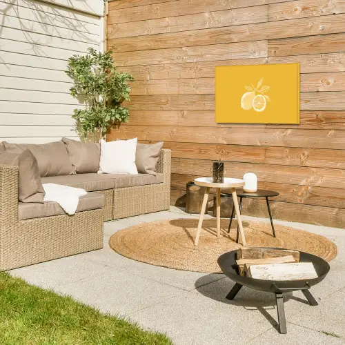 Citroenen - Illustratie - Minimalistisch - Geel Tuinposter op houten frame 2 cm dik klein -sfeer2