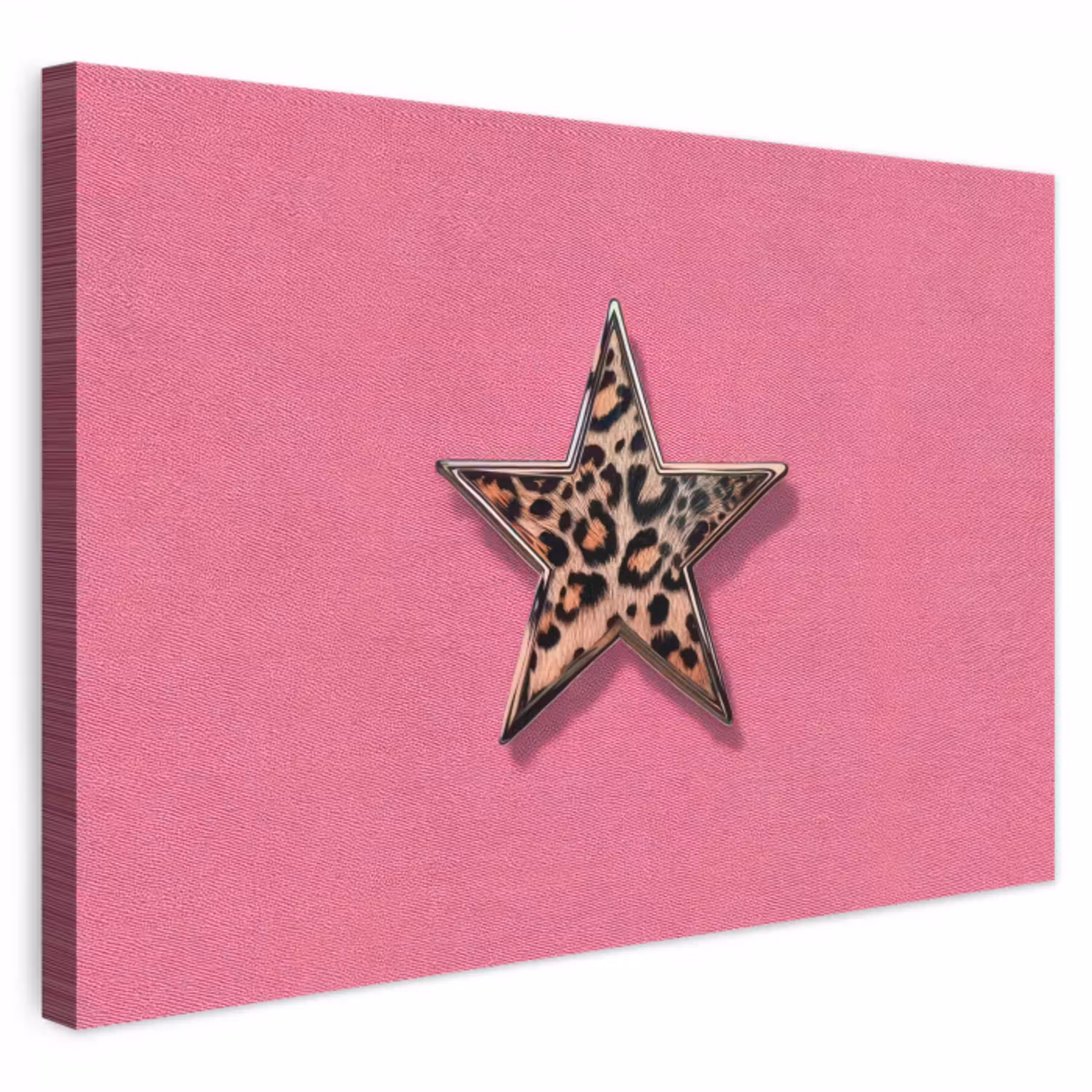 Ster - Luipaard - Print - Roze canvas 2cm klein -3d