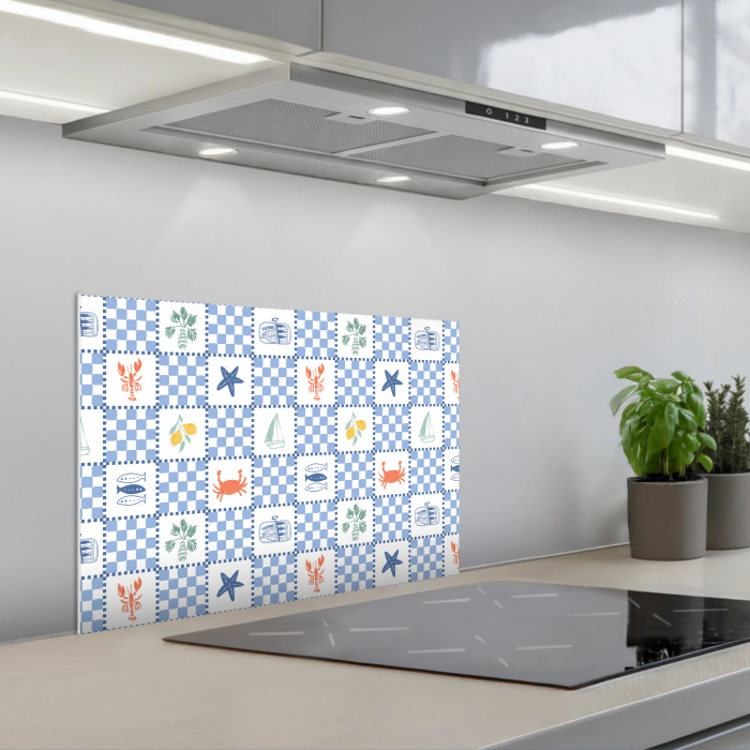 Zee - Sfeer- Mozaïek - Blauw keuken achterwand spatscherm klein 900 -3d_schuin