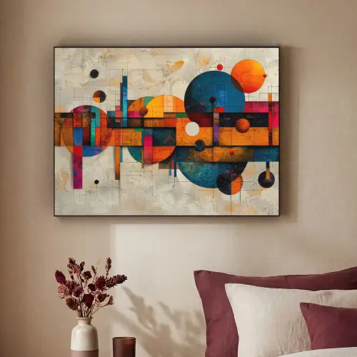 Kunst - Kleurrijk - Modern - Vormen Textielframe zwart klein -sfeer1