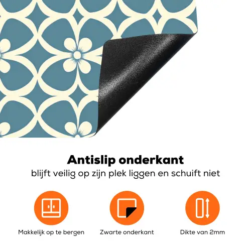 Patroon - Symmetrisch - Blauw Inductie beschermer vinyl 3mm klein 276 -zzzzzzz-td-onderkant