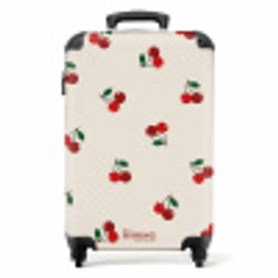 Beige achtergrond met patroon van grote kersen NBS - Handbagage koffer - Unisex middel -productfoto_recht