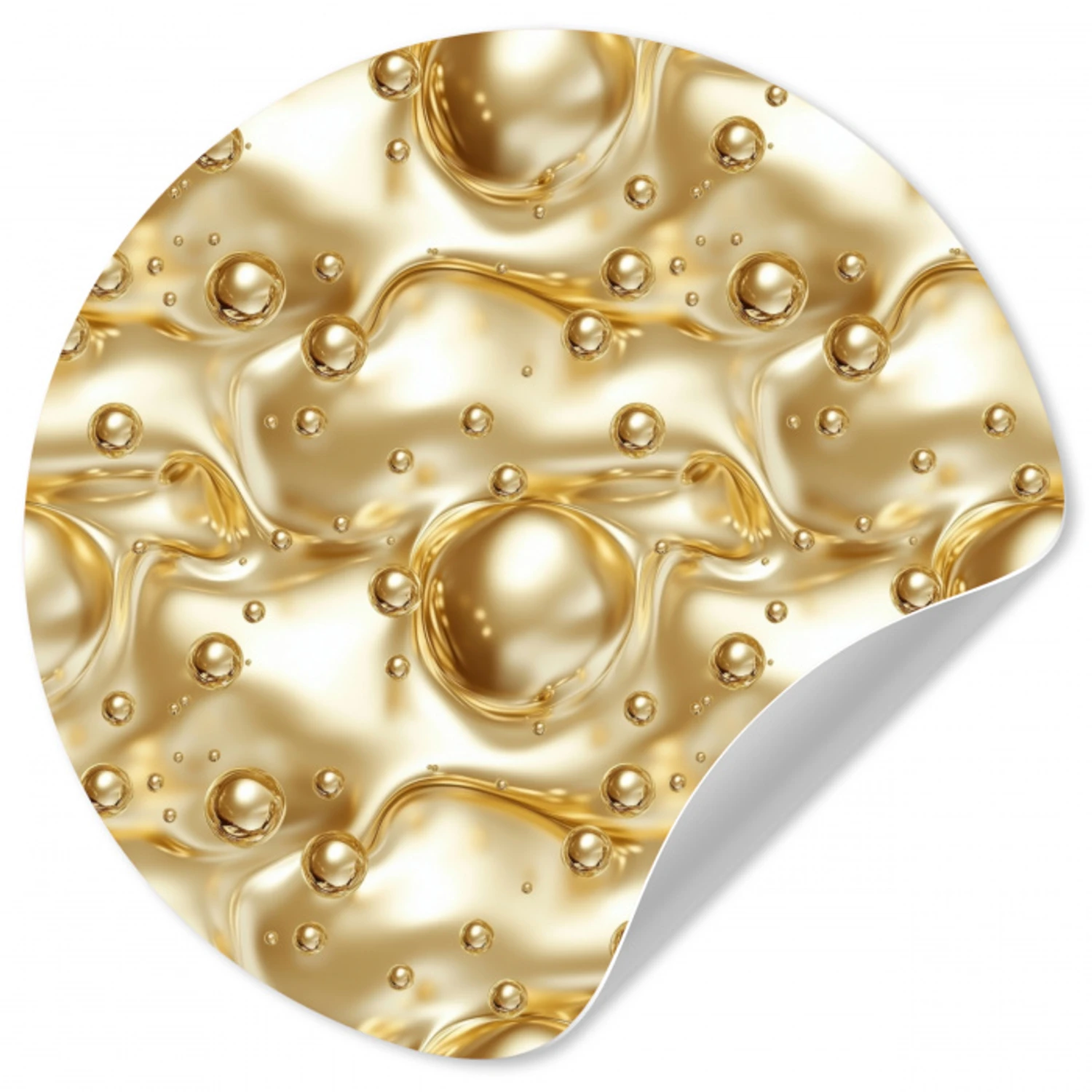 Vloeibaar - Druppels - Goud Wandcirkel behangsticker klein 186 -3d