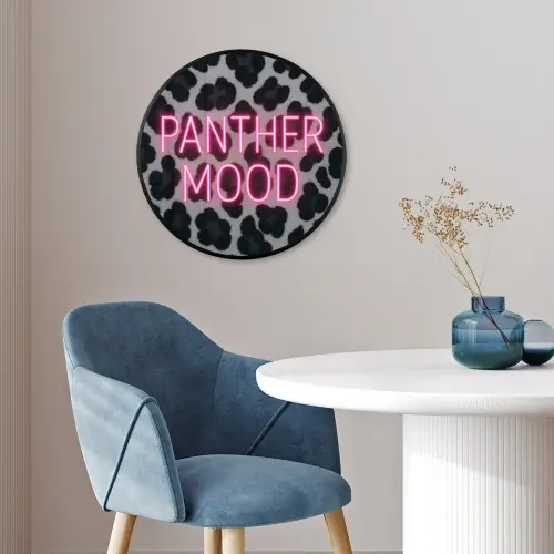 Panterprint - Zwart - Neonletters - Roze Fotolijst rond zonder passe partout klein -sfeer2