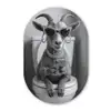 Geit - Telefoon - Toilet - Zwart - Wit Wandcirkel Ovaal Forex klein -3d