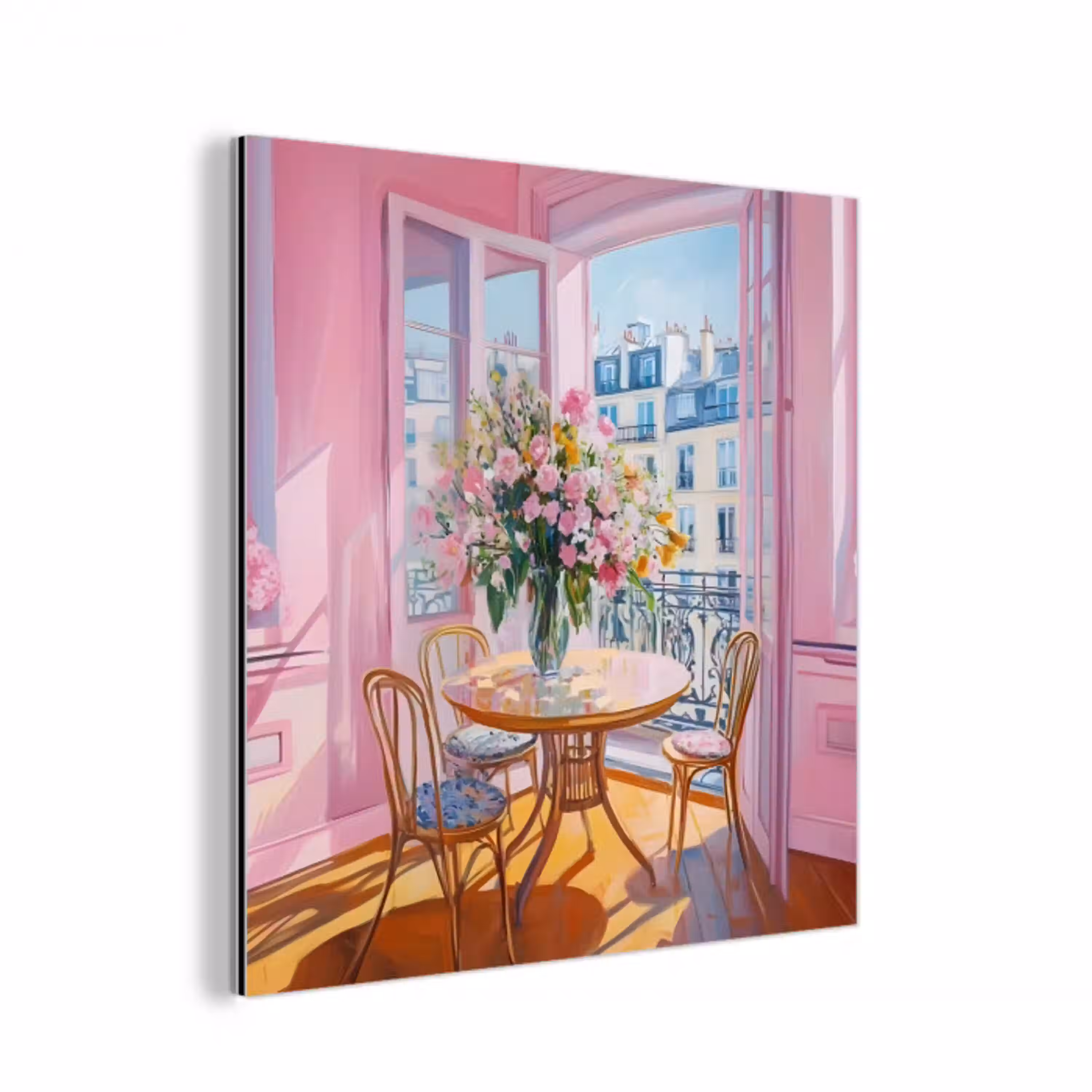 Pink - City - Bloemen aluminium wit klein -3d
