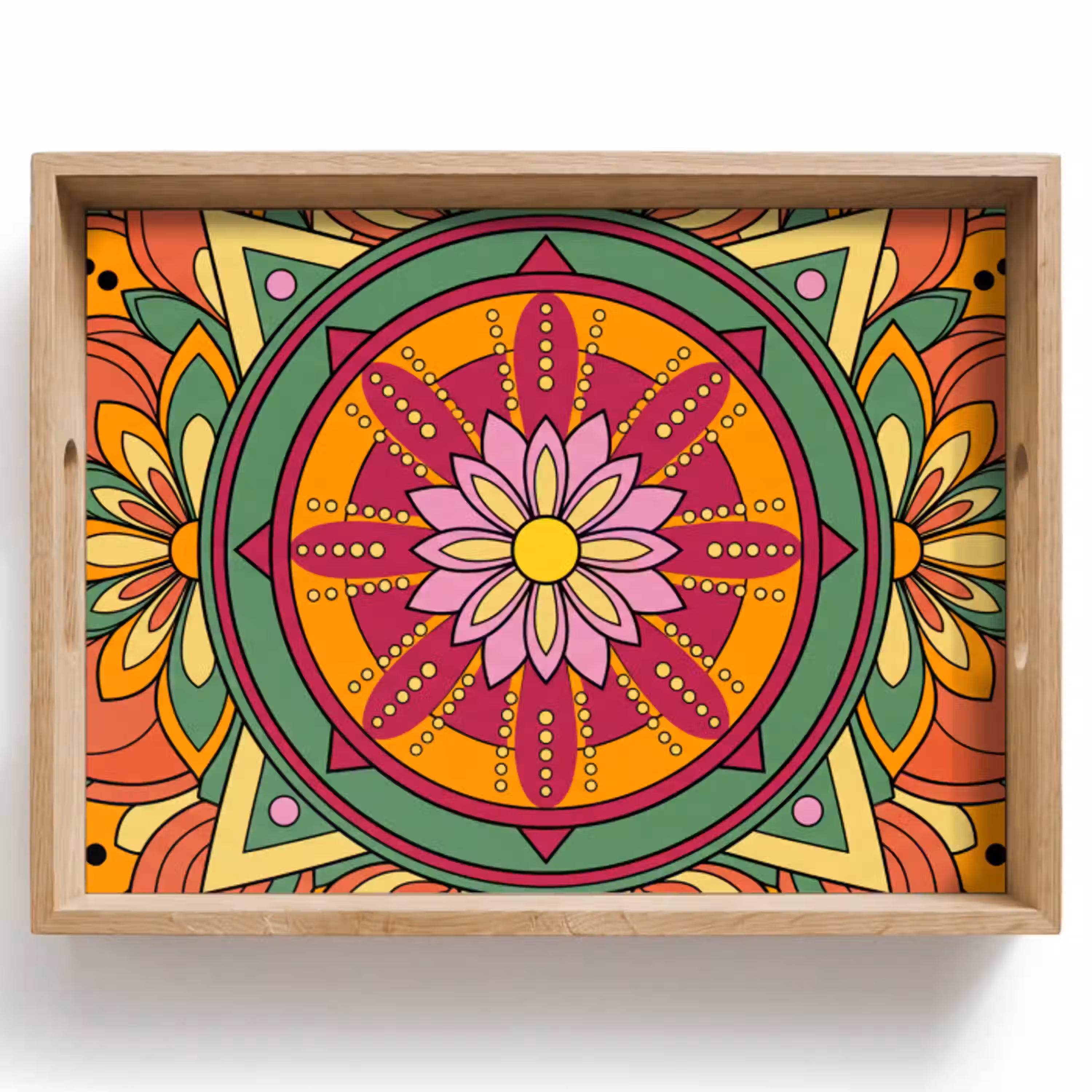 Mandala - Bloemen - Abstract - Kleurrijk Dienblad Rechthoek middel -z3d_shopping