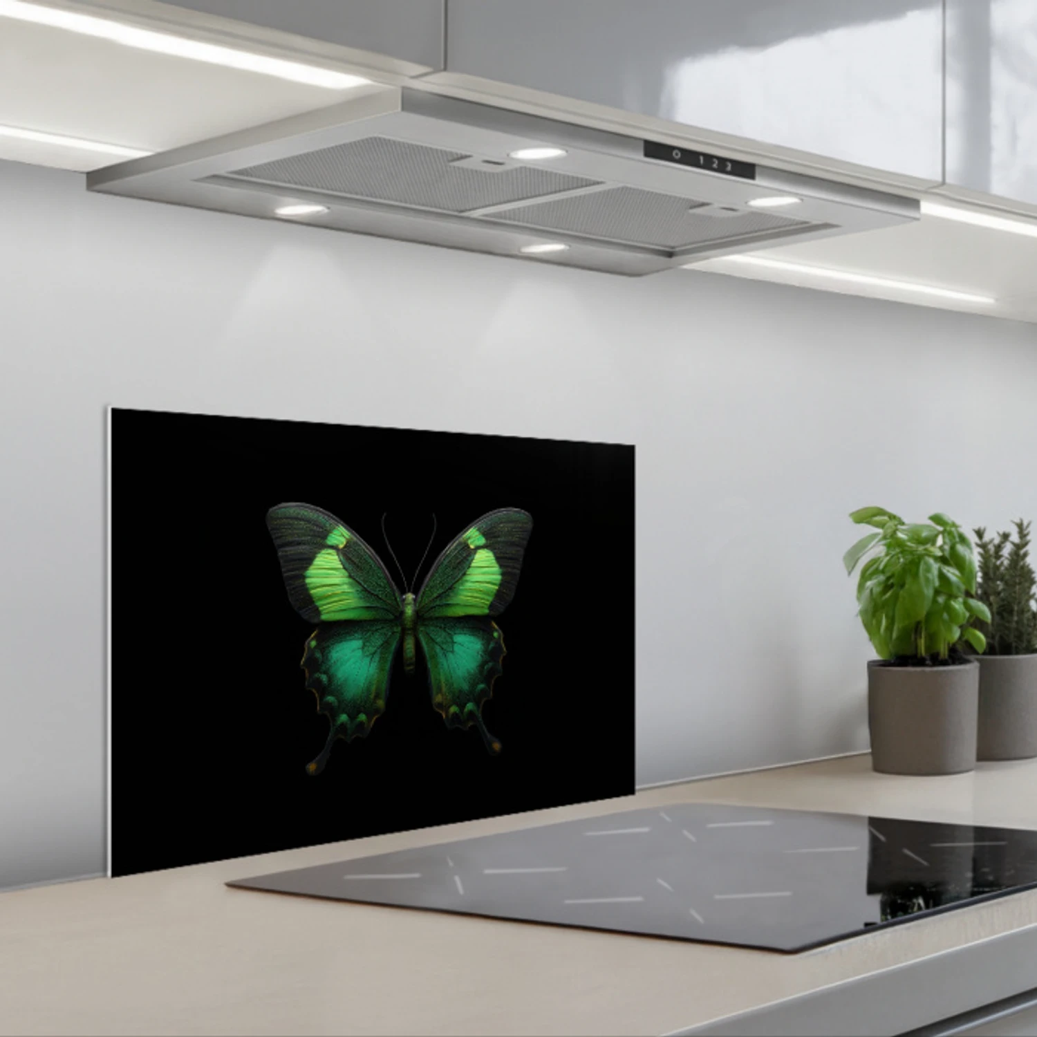 Vlinder - Groen - Opvallend keuken achterwand spatscherm klein -3d_schuin