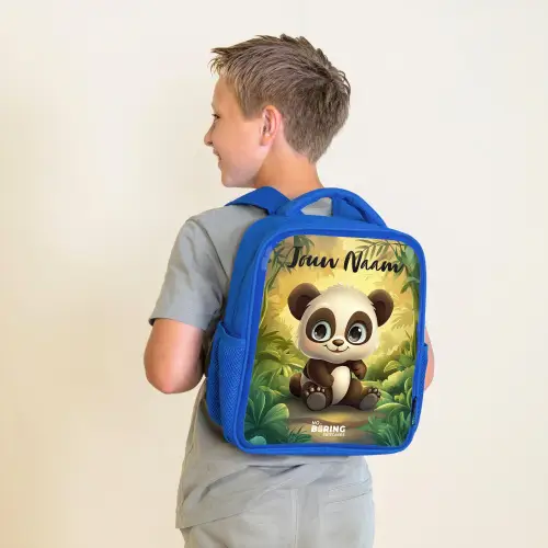 Panda - Bamboebos - Groen Kinderrugzak - Blauw middel -sfeer2