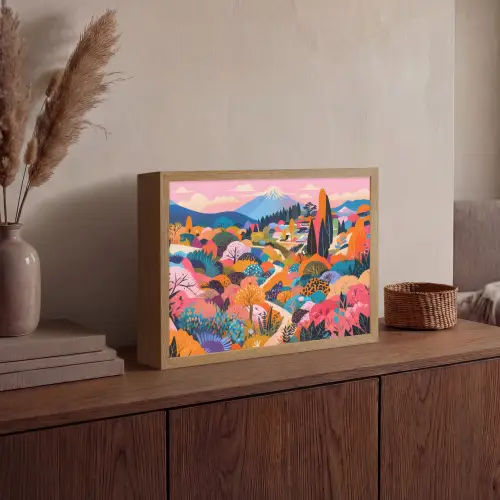 Witte bergtop - Modern - Kleurrijk Light Box met batterij (Wandlamp) middel -sfeer2