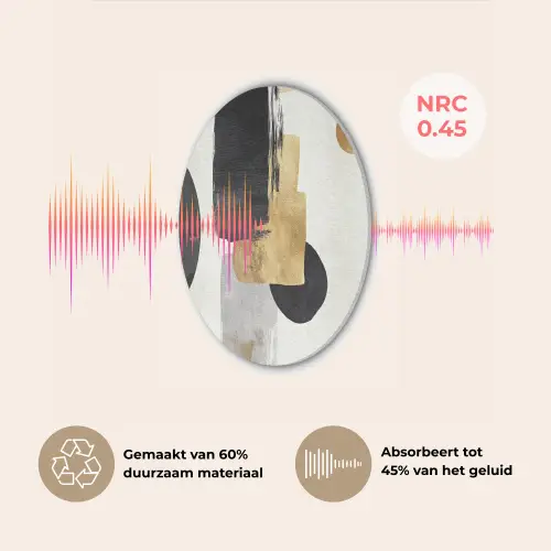Goud - Rechthoeken - Cirkels - Abstract Akoestische PET Vilt - Rond klein -USP_NL