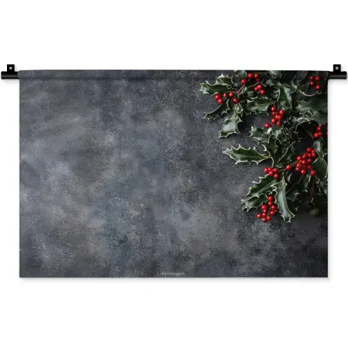 Winter - Hulst - Kerst - Beton Wandkleed katoen klein -zz3d