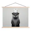 Otter - WC rol - Zwart - Wit textielposter latten blank klein -3d