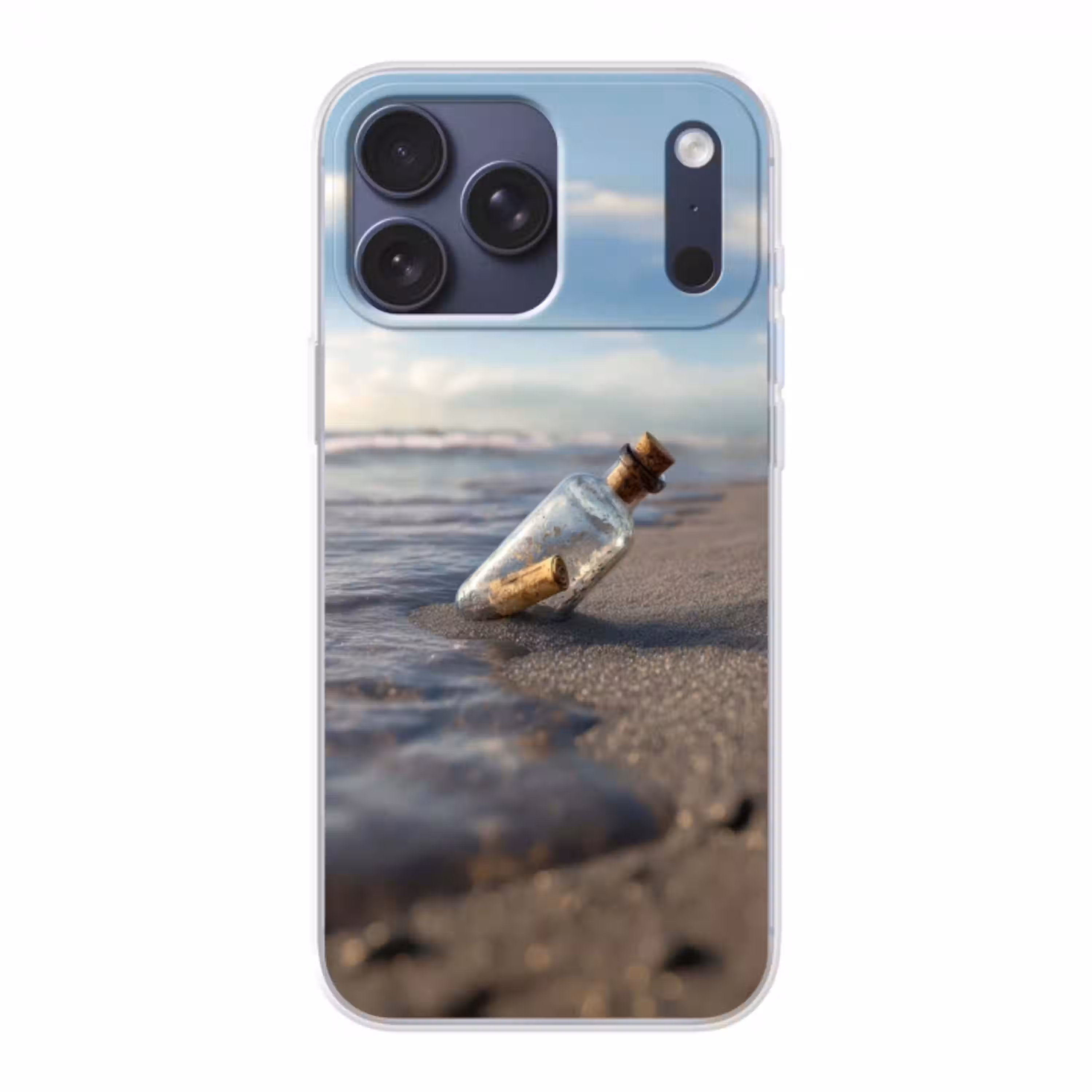 Glazenfles - Post - Zee - Zand Telefoonhoesje iPhone 17 Pro Max klein -3d