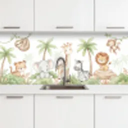 Dieren - Jungle - Pastel keuken achterwand 2 middel -3d