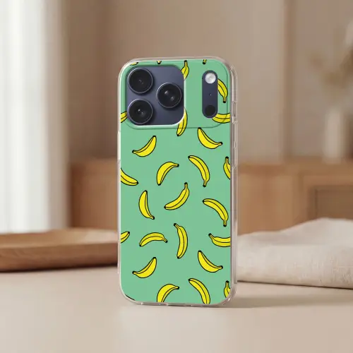 Bananen - Geel - Groen - Print Telefoonhoesje iPhone 17 Pro klein -sfeer2