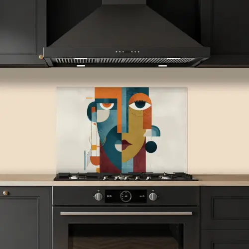 Geometrisch - Strakke vormen - Kleurrijk keuken achterwand spatscherm klein -sfeer1