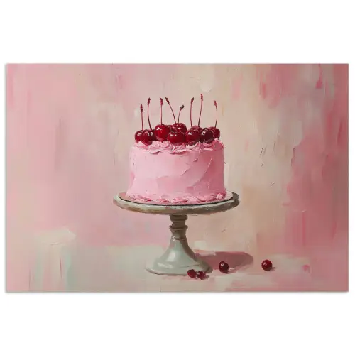 Taart - Pink - Cherry poster papier klein -3d