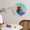 Dobbelstenen - Kleurrijk - Getallen - Stipjes Wandcirkel kunststof plaat 5mm dik klein -sfeer4