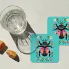 Kever - Bloemmotieven - Turquoise - Bladeren onderzetter kurk middel -sfeer4
