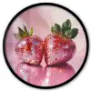 Disco - Fruit - Glitter - Strawberry Fotolijst rond zonder passe partout klein -3d
