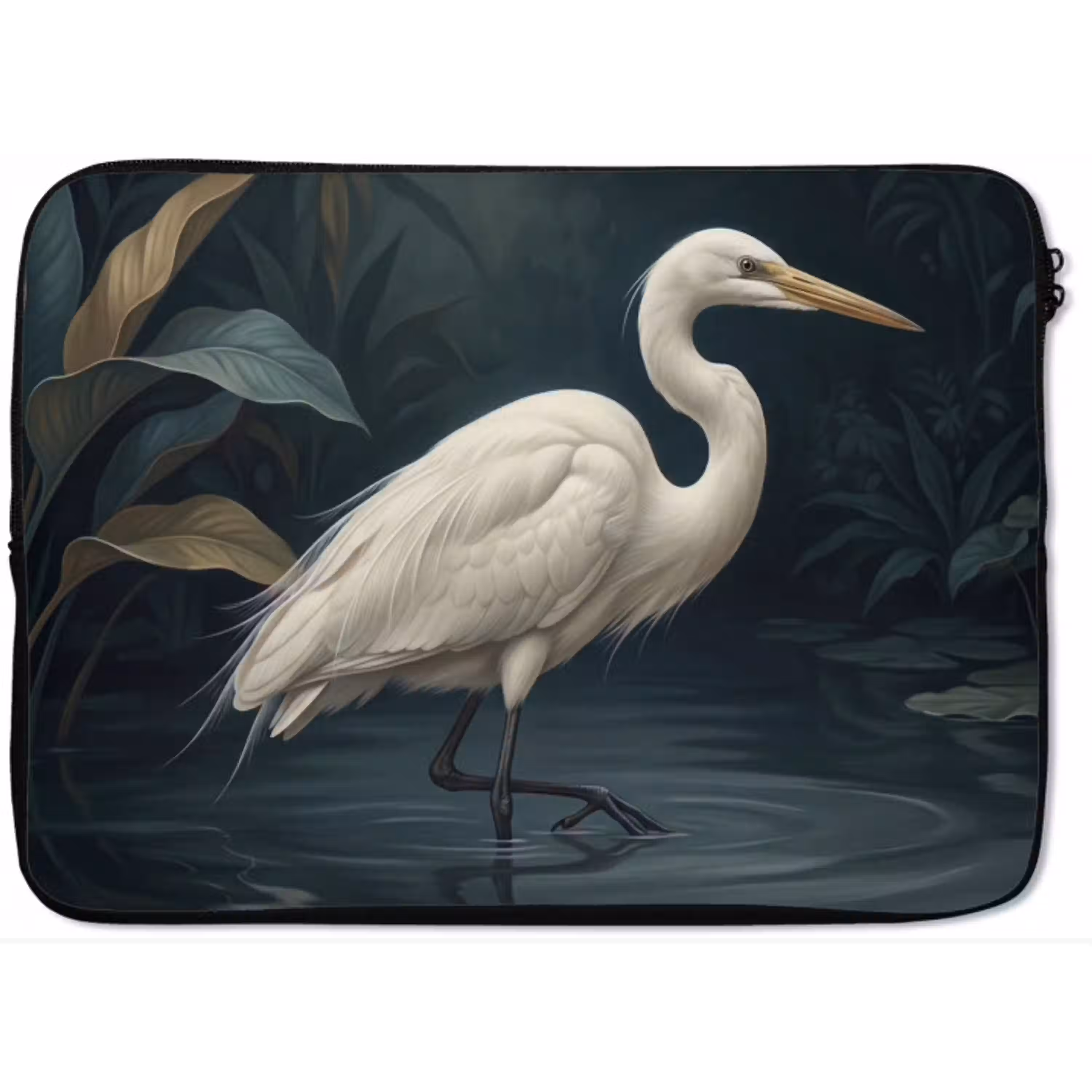 Reiger - Water - Natuur - Modern - Wit laptophoes neopreen klein -zkaufland3dotto