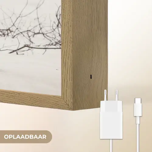 Schotse Hooglander - Sneeuw - Winter - Natuur - Dieren Light Box met batterij (Wandlamp) middel -USP_websiteoplaadbaarNL