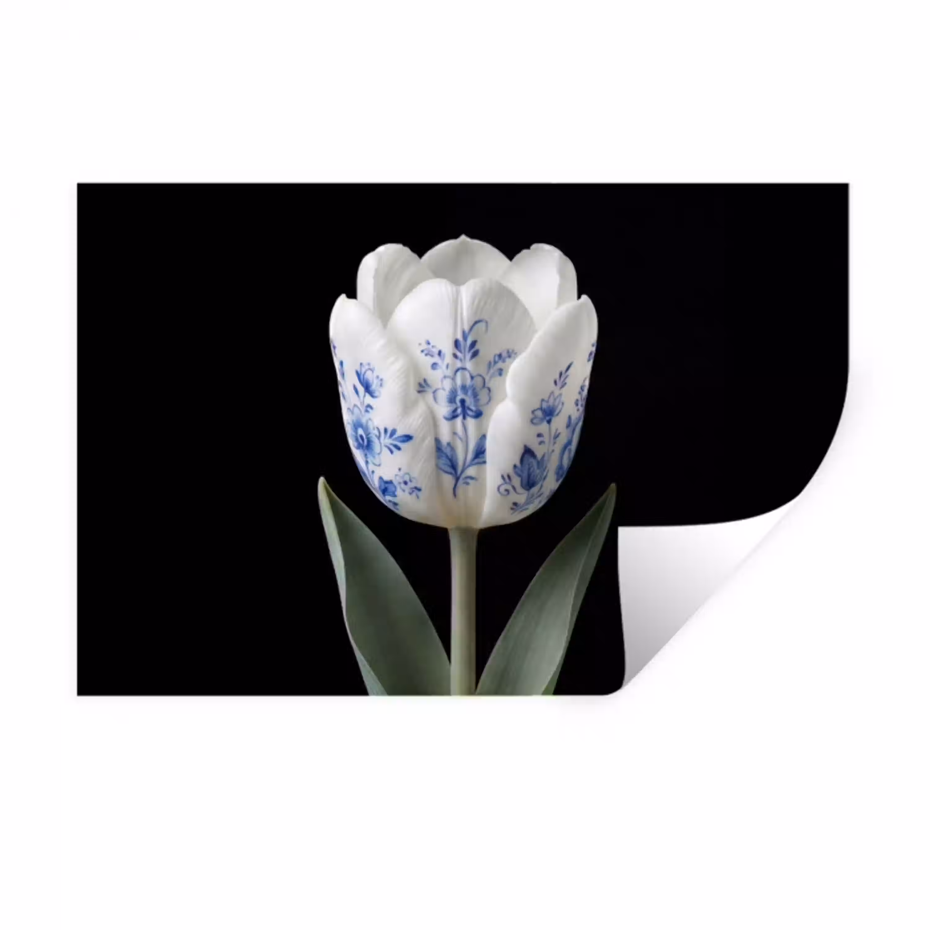 Tulp - Patroon - Blauw Muursticker klein -3d