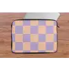 Schaakbord patroon - Paars - Roze - Blokjes laptophoes neopreen klein -tafel