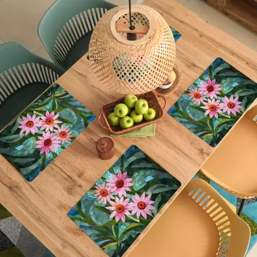 Bloemen - Roze - Glasmozaïek Placemat vinyl groot -zzsfeer5_Kitchenyeah-website