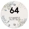 Bloemen - Beige - Modern Naambord Rond klein -3d