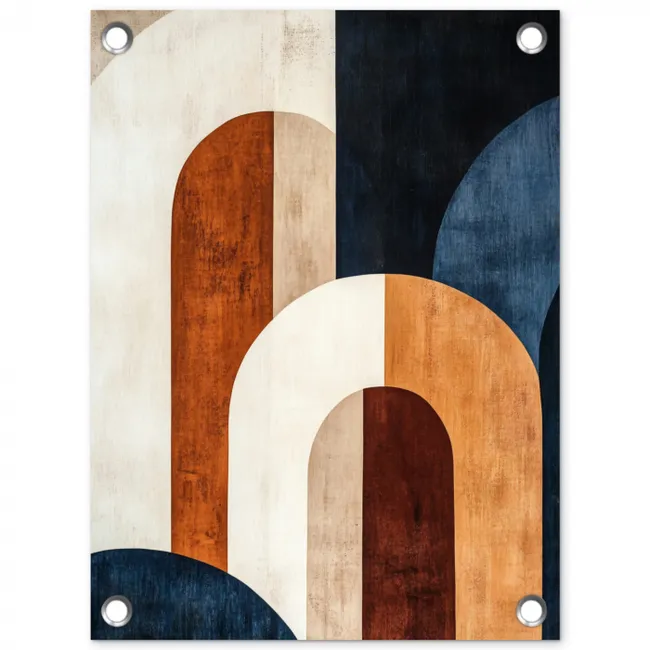 Abstract - Vormen - Donkerblauw tuinposter los doek klein -3d