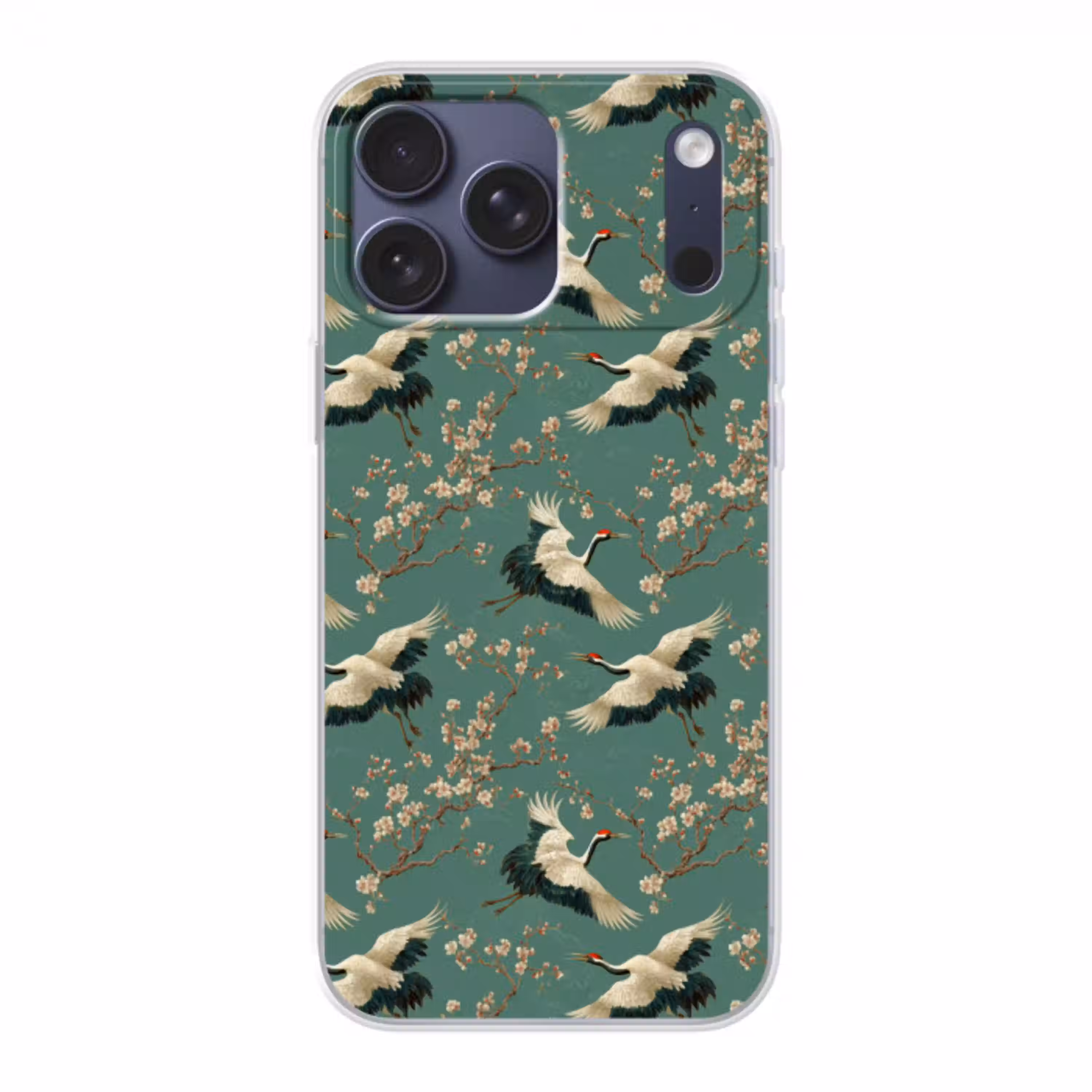 Kersenbloesem - Kraamvogels - Groen Telefoonhoesje iPhone 17 Pro Max klein 879 -3d