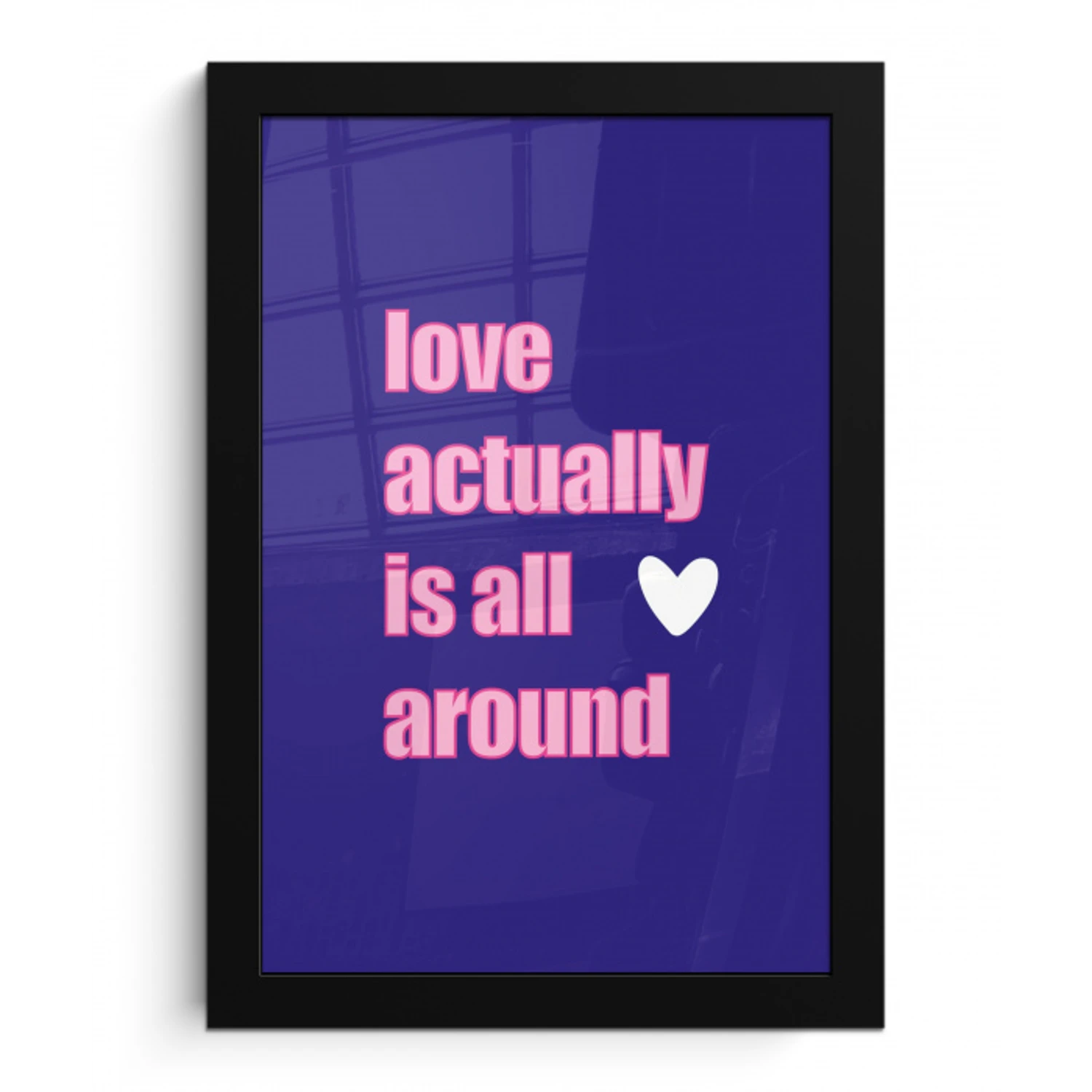 Tekst - Valentijn - Love - Blauw fotolijst zwart zonder passe partout klein -3d