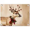 Gewei - Kerst - Rendier - Rood tuinposter los doek klein -3d