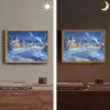 Winteravond - Kerstdorp - Donker Light Box met batterij (Wandlamp) middel -sfeer3