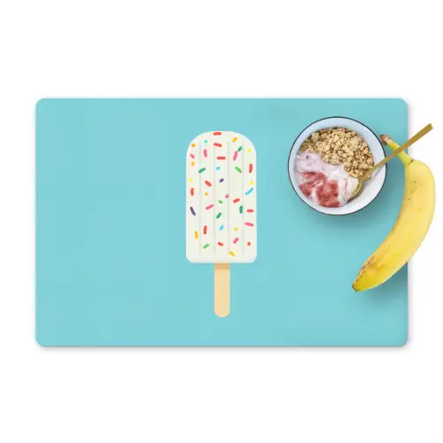 Ijsje - Stokje - Sprinkles - Lichtblauw Placemat vinyl groot -zzzproduct_Kitchenyeah-website