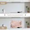 Marmer - Roze - Luxe - Marmerlook - Glitter - Design keuken achterwand spatscherm klein -voor_na_NL