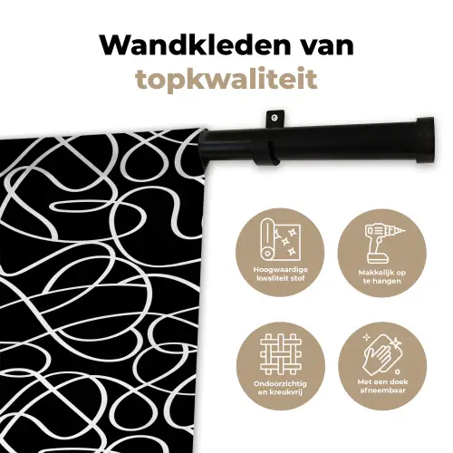 Lijnen - Kronkelend - Vloeiend Wandkleed katoen klein 269 -sfeer2
