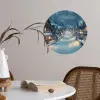 Kerstdorp - Kerst - Sneeuw - Winter Wandcirkel behangsticker klein -sfeer3