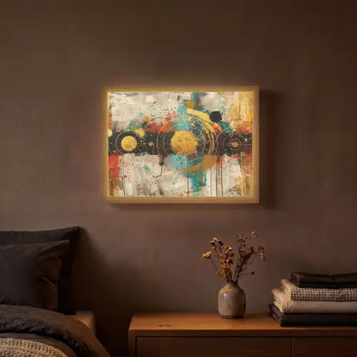 Kunst - Abstract - Aesthetic - Goud Light Box met batterij (Wandlamp) middel -sfeer4