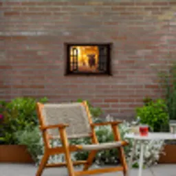 Schotse hooglander - Bos - Herfst - Dieren - Natuur - Bladeren - Doorkijk Tuinposter op houten frame 2 cm dik klein -sfeer3