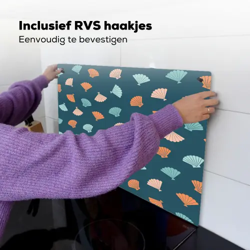 Zee - Dieren - Donkerblauw - Schelpen Inductie beschemer met haakjes klein 777 -ky-ophangen-nl