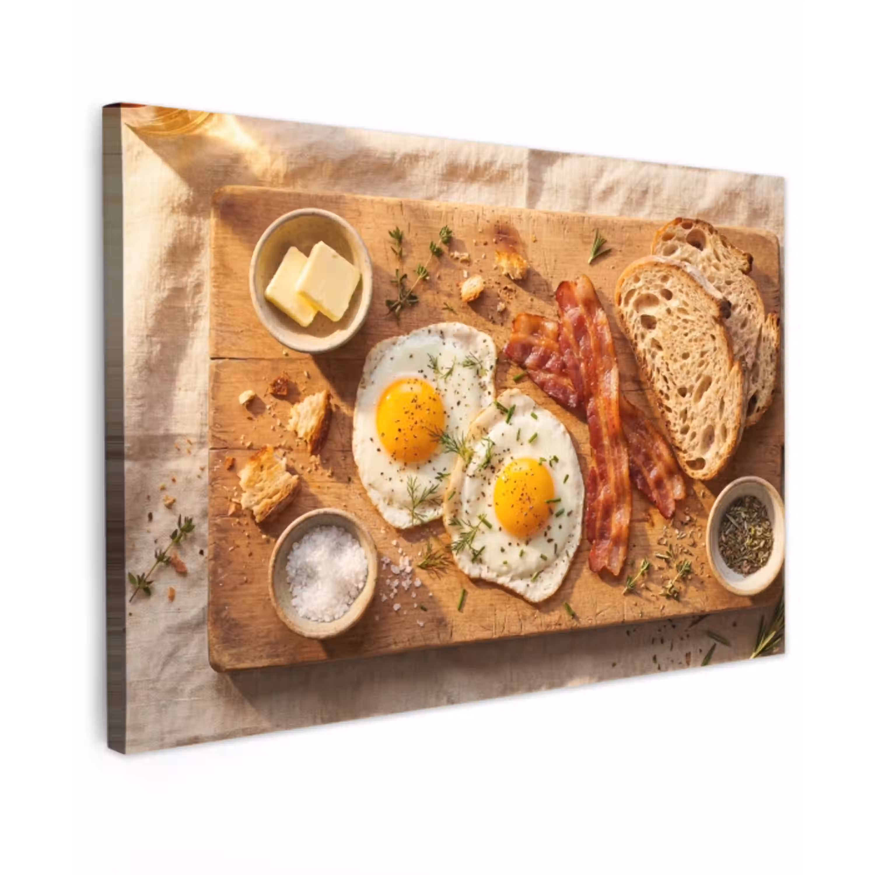 Eten - Ontbijt - Hout - Rustiek - Geel canvas 2cm klein -z3d