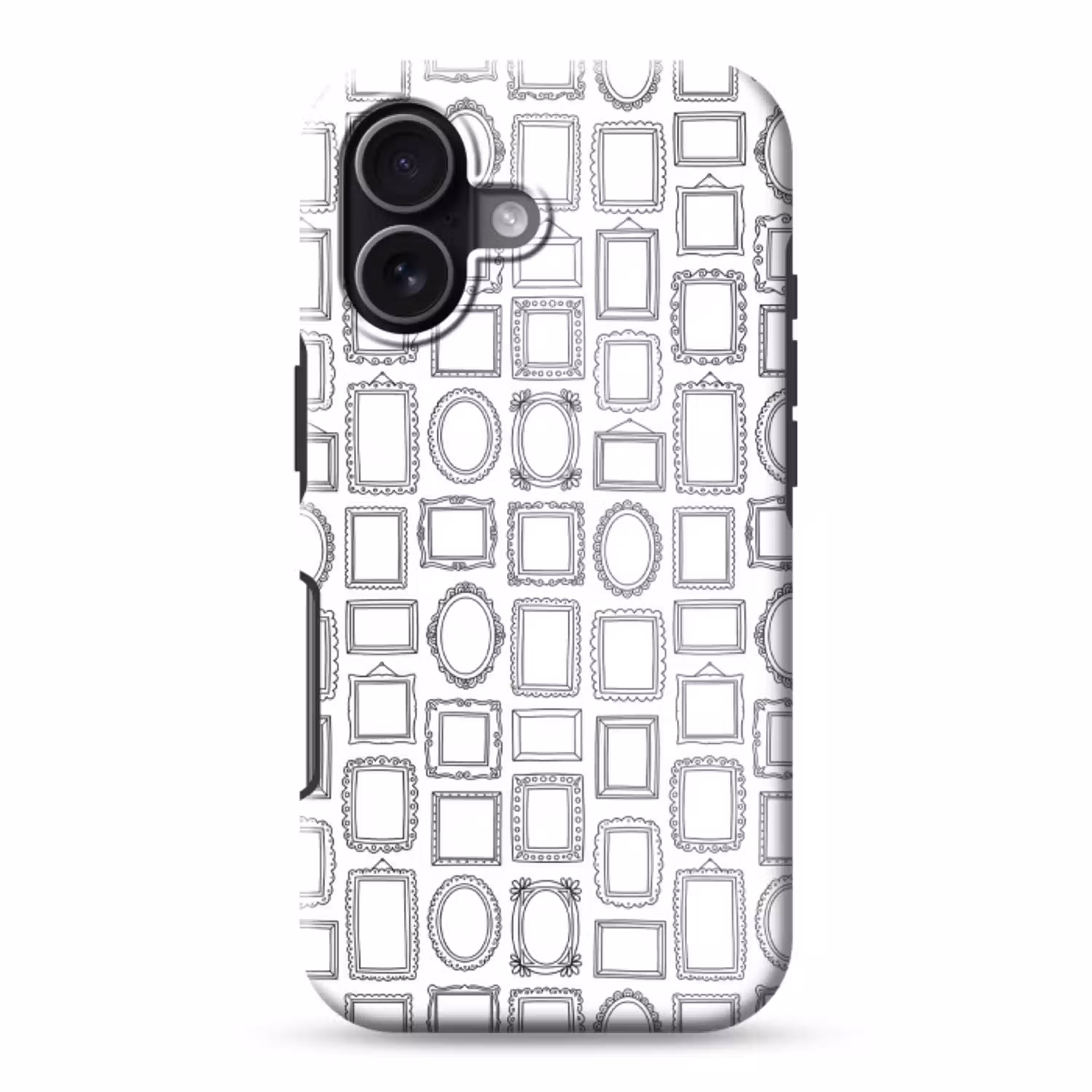 Lijsten - Patroon - Decoratie - Schets - Zwart-wit Toughcase MagSafe Apple iPhone 17 klein -3d