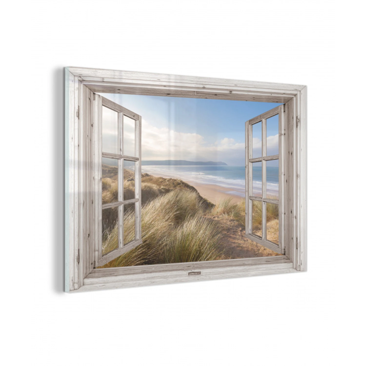 Doorkijk - Strand - Zee - Duinen - Helmgras - Zand - Blauw plexiglas 5mm klein -z3d