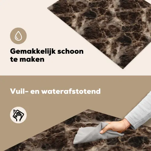 Bruin - Goud - Marmer Inductie beschemer met haakjes klein 777 -ky-schoon-nl