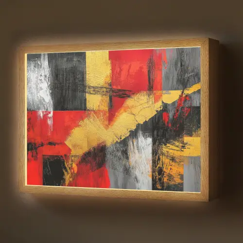 Abstracte kunst - Goud - Zwart Light Box met batterij (Wandlamp) middel -z3d_website