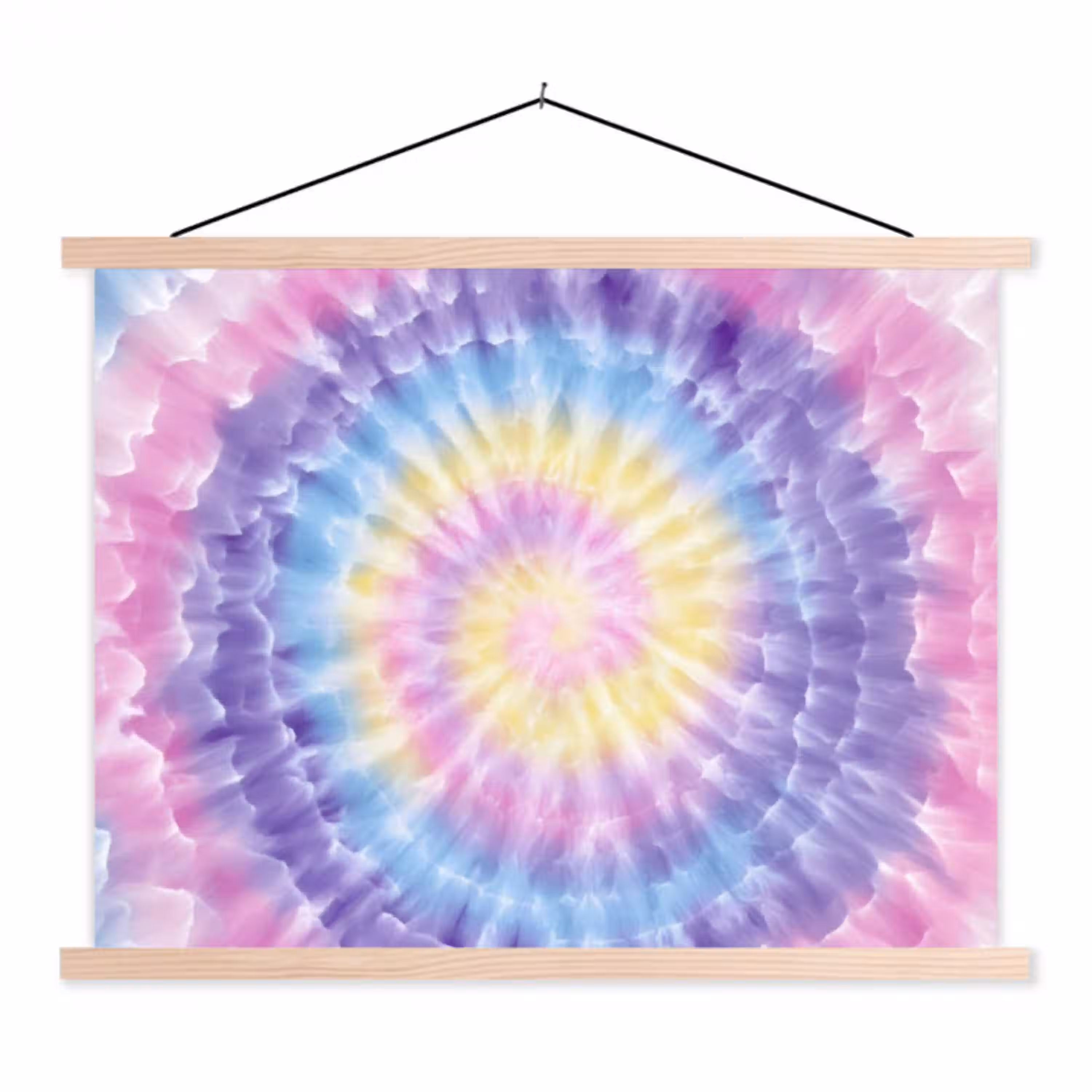 Spiraal - Tie dye - Pasteltinten textielposter latten blank klein -3d